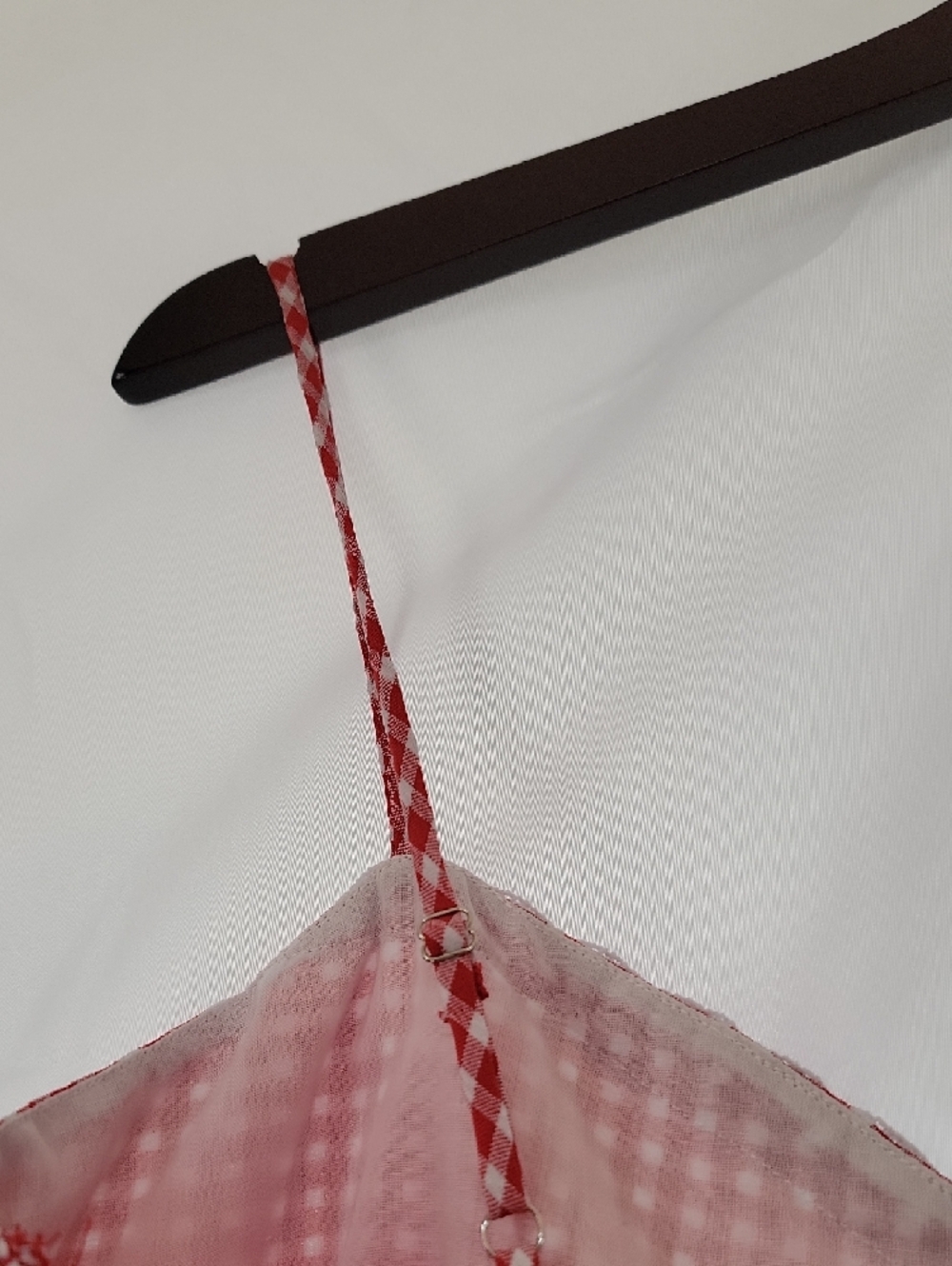 Sienna Sky Red Gingham Lace-Trim Slip Dress - Picture 4 of 5